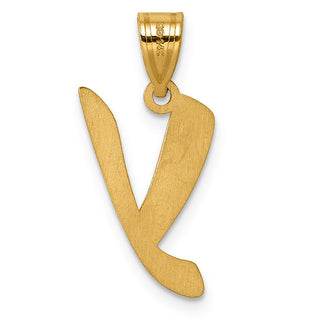 14k Yellow Gold Polished Script Letter Y Initial Pendant