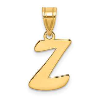 14k Yellow Gold Polished Script Letter Z Initial Pendant
