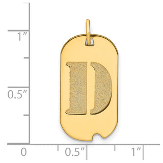 14k Yellow Gold Polished Letter D Initial Dog Tag Charm