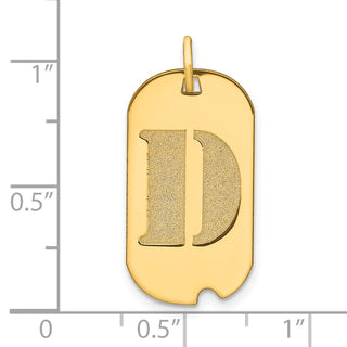 14k Yellow Gold Polished Letter D Initial Dog Tag Charm
