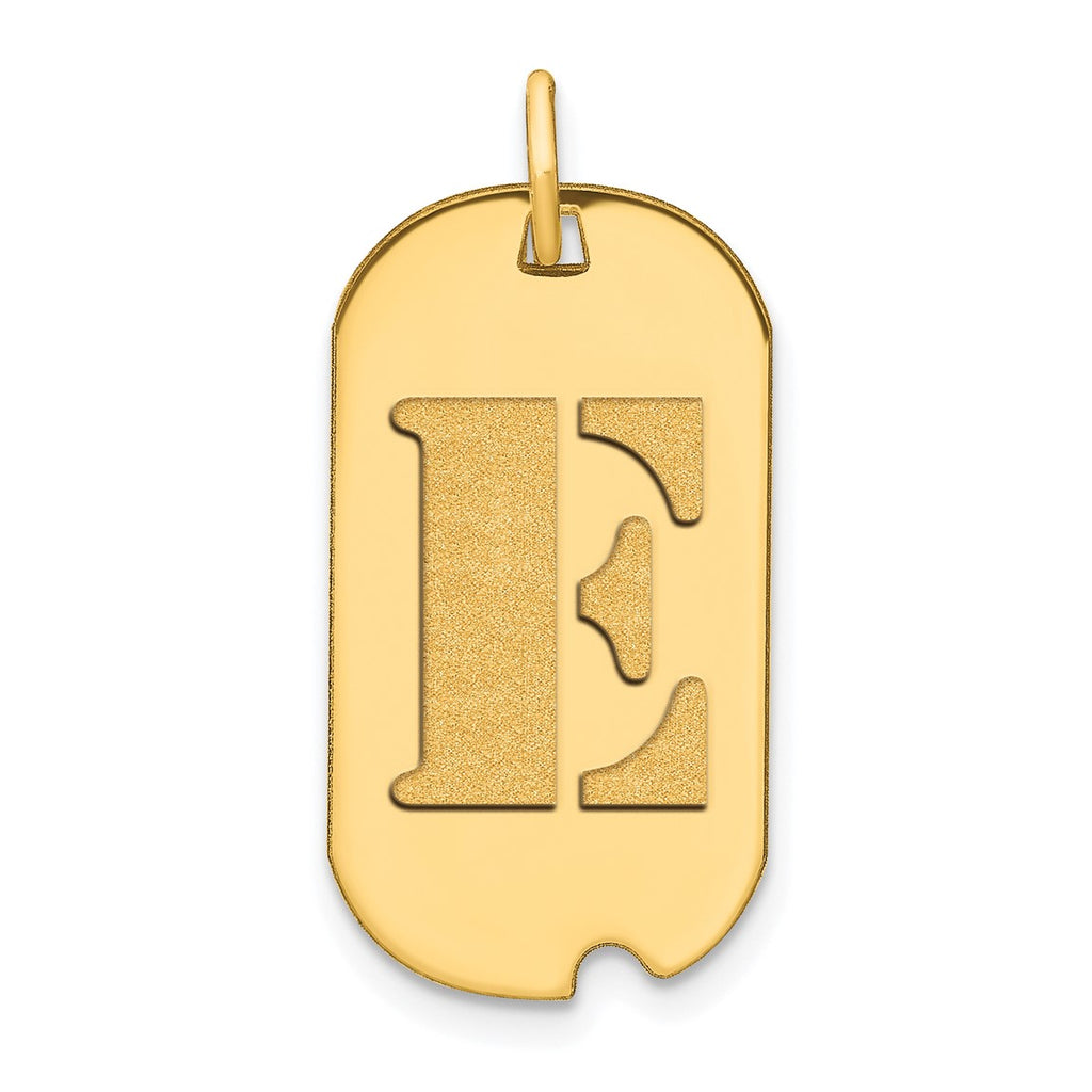 14k Yellow Gold Polished Letter E Initial Dog Tag Pendant – Wellness ...