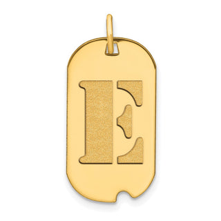 14k Yellow Gold Polished Letter E Initial Dog Tag Pendant