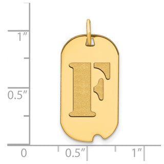 14k Yellow Gold Polished Letter F Initial Dog Tag Pendant