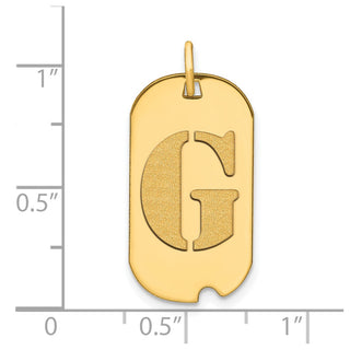 14k Yellow Gold Polished Letter G Initial Dog Tag Pendant