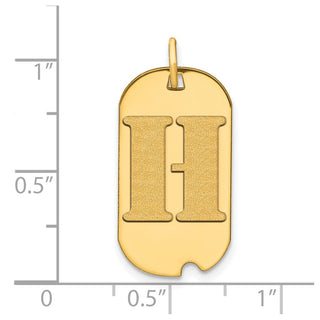 14k Yellow Gold Polished Letter H Initial Dog Tag Pendant