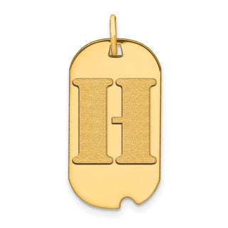 14k Yellow Gold Polished Letter H Initial Dog Tag Pendant