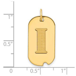 14k Yellow Gold Polished Letter I Initial Dog Tag Pendant