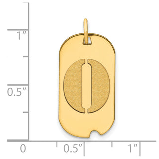 14k Yellow Gold Polished Letter O Initial Dog Tag Pendant