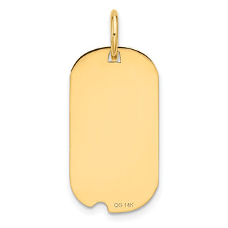 14k Yellow Gold Polished Letter P Initial Dog Tag Pendant