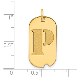 14k Yellow Gold Polished Letter P Initial Dog Tag Pendant