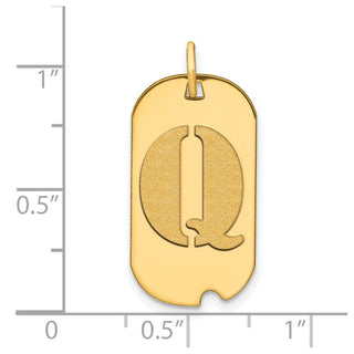 14k Yellow Gold Polished Letter Q Initial Dog Tag Pendant
