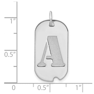 14k White Gold Polished Letter A Initial Dog Tag Charm