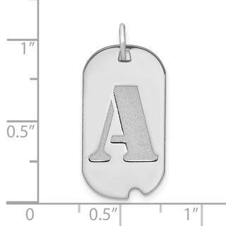 14k White Gold Polished Letter A Initial Dog Tag Charm