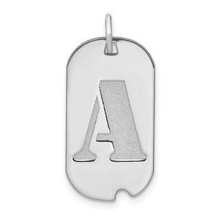 14k White Gold Polished Letter A Initial Dog Tag Charm