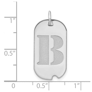 14k White Gold Polished Letter B Initial Dog Tag Charm