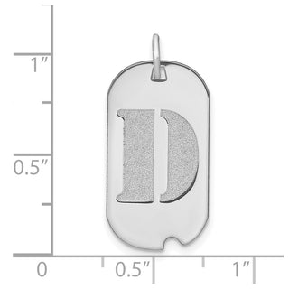 14k White Gold Polished Letter D Initial Dog Tag Charm