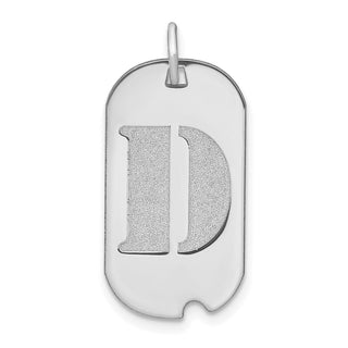 14k White Gold Polished Letter D Initial Dog Tag Charm