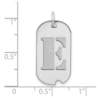 14k White Gold Polished Letter E Initial Dog Tag Pendant