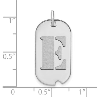 14k White Gold Polished Letter E Initial Dog Tag Pendant