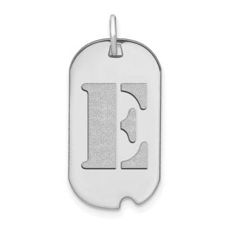 14k White Gold Polished Letter E Initial Dog Tag Pendant