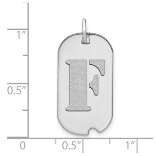 14k White Gold Polished Letter F Initial Dog Tag Pendant