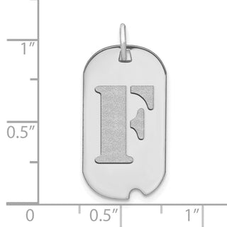 14k White Gold Polished Letter F Initial Dog Tag Pendant
