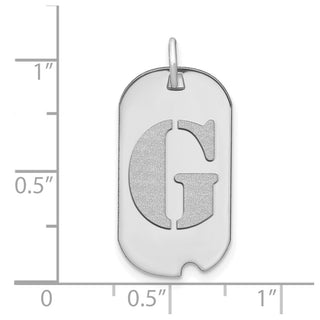 14k White Gold Polished Letter G Initial Dog Tag Pendant