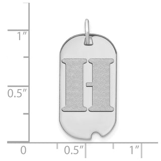 14k White Gold Polished Letter H Initial Dog Tag Pendant