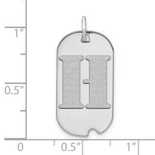 14k White Gold Polished Letter H Initial Dog Tag Pendant