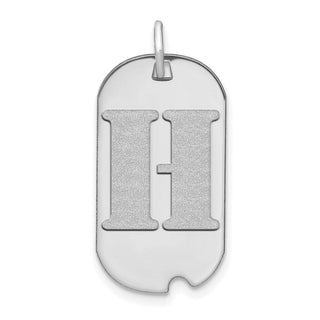 14k White Gold Polished Letter H Initial Dog Tag Pendant