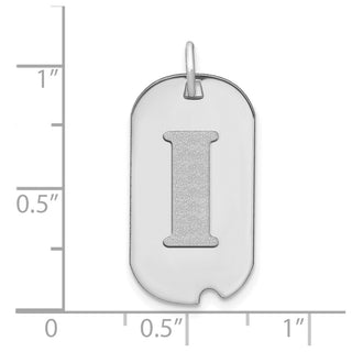 14k White Gold Polished Letter I Initial Dog Tag Pendant