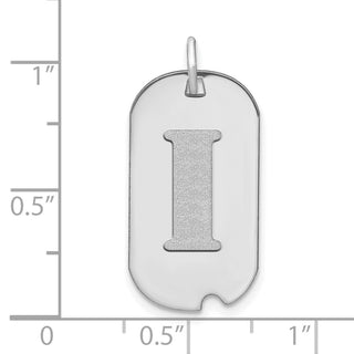 14k White Gold Polished Letter I Initial Dog Tag Pendant