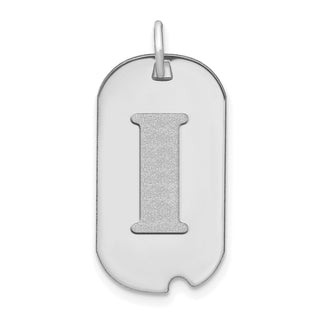 14k White Gold Polished Letter I Initial Dog Tag Pendant