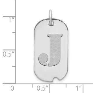 14k White Gold Polished Letter J Initial Dog Tag Pendant