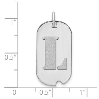 14k White Gold Polished Letter L Initial Dog Tag Pendant