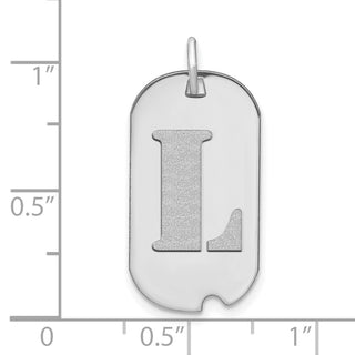 14k White Gold Polished Letter L Initial Dog Tag Pendant