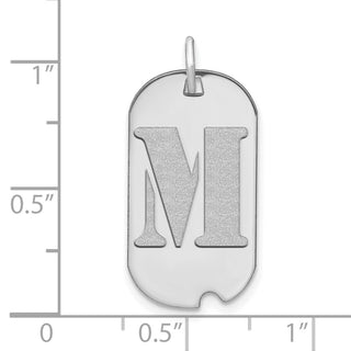 14k White Gold Polished Letter M Initial Dog Tag Pendant