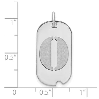 14k White Gold Polished Letter O Initial Dog Tag Pendant