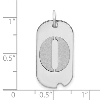14k White Gold Polished Letter O Initial Dog Tag Pendant