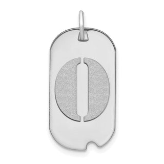 14k White Gold Polished Letter O Initial Dog Tag Pendant