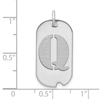 14k White Gold Polished Letter Q Initial Dog Tag Pendant