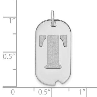 14k White Gold Polished Letter T Initial Dog Tag Pendant