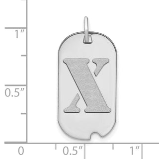 14k White Gold Polished Letter X Initial Dog Tag Pendant
