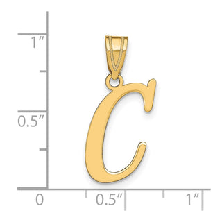 14k Yellow Gold Polished Letter C Initial Pendant