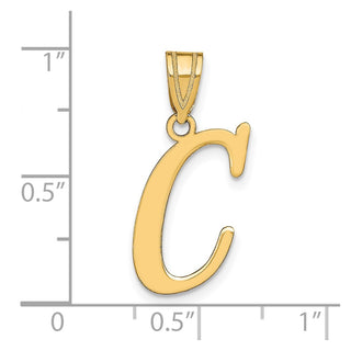 14k Yellow Gold Polished Letter C Initial Pendant