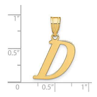 14k Yellow Gold Polished Letter D Initial Pendant