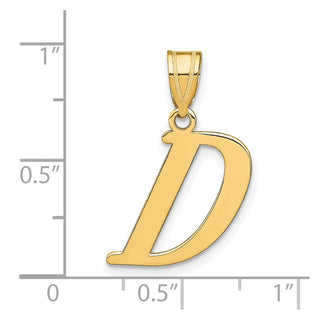 14k Yellow Gold Polished Letter D Initial Pendant