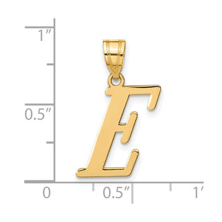 14k Yellow Gold Polished Letter E Initial Pendant