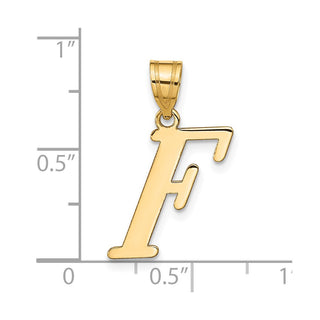 14k Yellow Gold Polished Letter F Initial Pendant