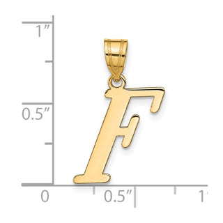 14k Yellow Gold Polished Letter F Initial Pendant